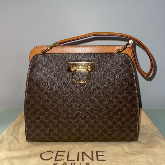 Celine Vintage Macadam Canvas Hand Bag Leather - Picture 12 of 15